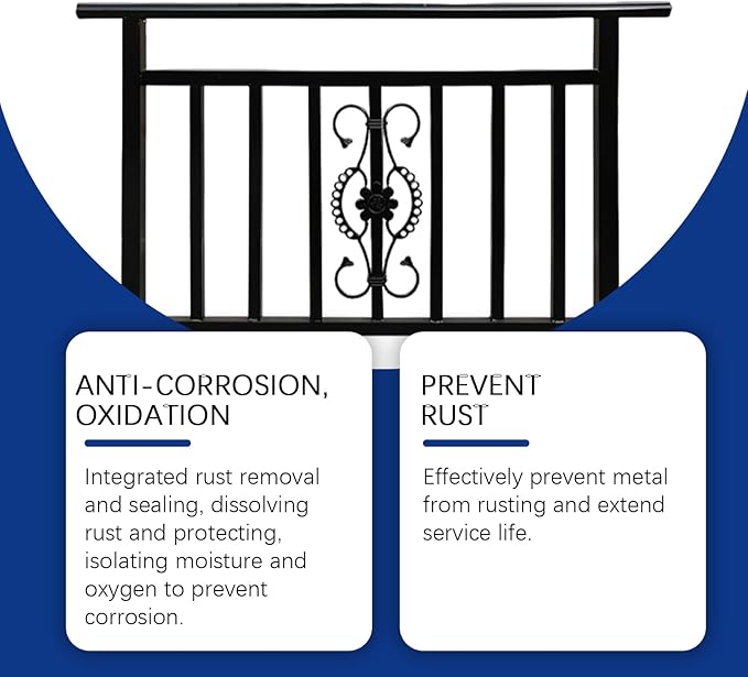 Rust Converter & Metallic Paint, Water-Based Black Primer for Metal, 300g - Weatherproof, Fast-Drying Anti-Rust Solution - Red 300g