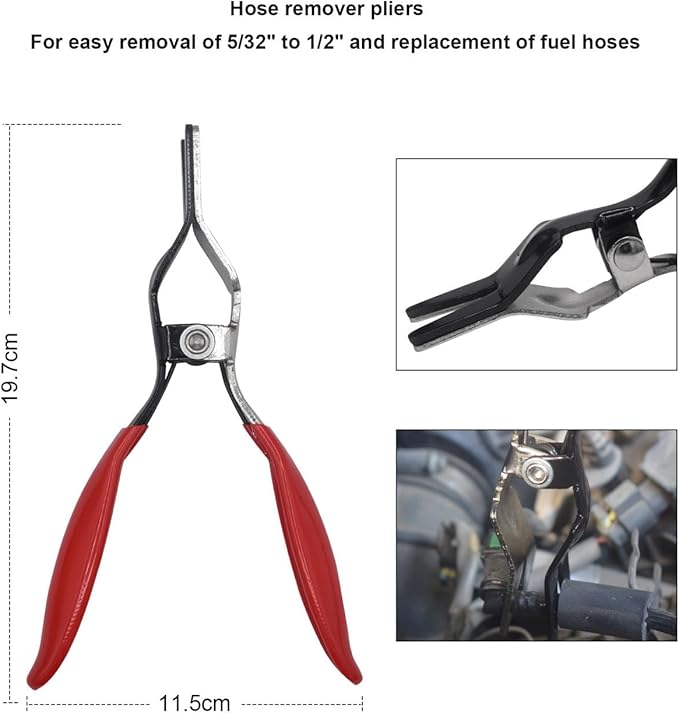 TOOLEAGUE Fuel Line Pliers Set 6Pcs, Hose Remover, 9" Fuel Filter Caliper, Hose Pipe Clamp Clip, Flat Hose Clamp Plier, 30 Degree Disconnect Pliers Set for Auto Maintenance with Storage Case