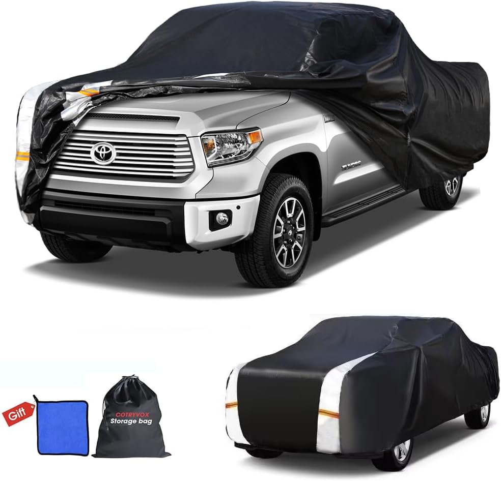 Toyota Tundra Truck Cover Custom Fit 2006-2021 Regular Cab Long Bed(8.1') with Door Zipper, 10 Layers Outdoor Heavy Pickup Truck Cover Waterproof All Weather, Wind Dust Sun Protector.