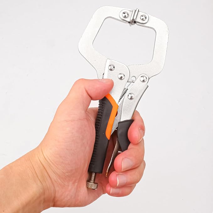 6 Pack 6 Inch C-Clamp Locking Pliers with Rubber Handle, 6 Inch C-Clamps Face, Heavy Duty C Clamp Locking Pliers, Adjustable C Clamps for Woodworking and Home Improvement