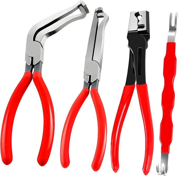 4 Pieces Electrical Disconnect Pliers for Cars, Electrical Connector Separator Tool and Automotive Electrical Connector Disconnect Pliers,Fuel Line Petrol Clip (Red 4 Pcs)