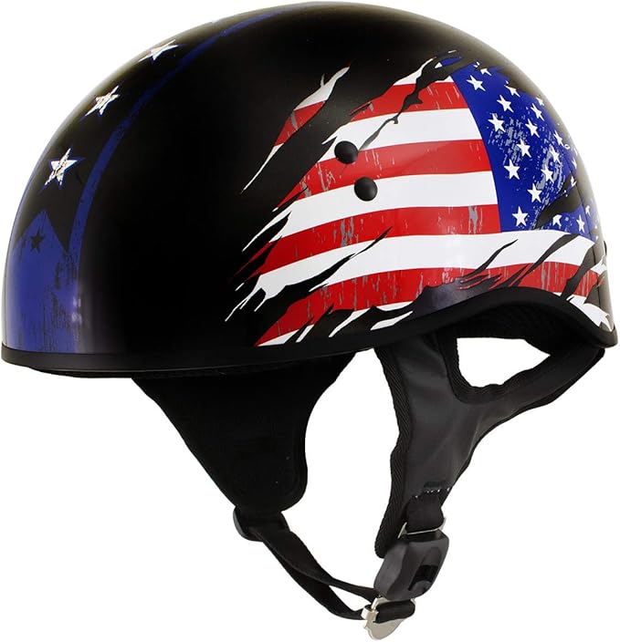 Hot Leathers Advanced Motorcycle DOT Skull Cap Classic Half Helmets Biker HLT