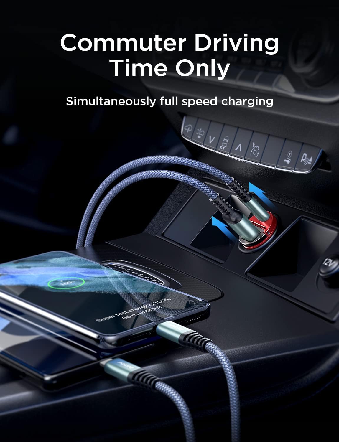 AINOPE 90W Super Fast Car Charger, Invisible USB C 45W Car Charger Fast Charging Type C, [Mini&Metal] Cigarette Lighter USB Adapter Fits Samsung Galaxy S25 Ultra S24 iPhone 16 15 Pro Max Piexl, Red