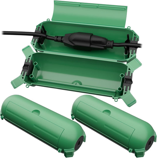 Flemoon [3 Pack] Outdoor Extension Cord Safety Cover, IP44 Weatherproof Electrical Box to Protect Outdoor Outlet, Plug, Socket, Halloween, Christmas Holiday Decoration Light, Green