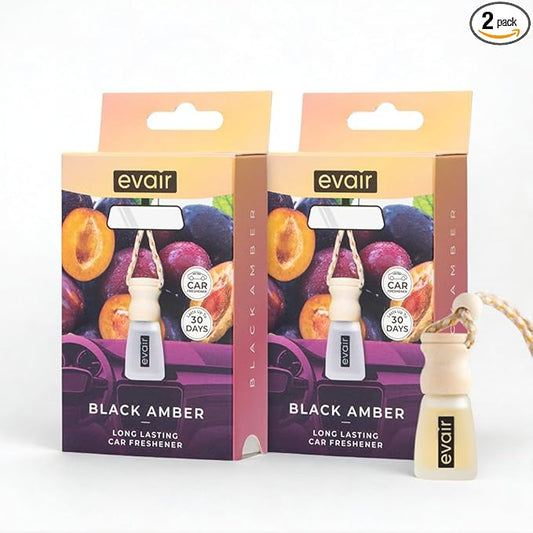 Evair Scent For Car Air Freshener Hanging 2 Pack Air Fresheners Diffuser - Amber Fragrance Oil Air Diffuser for Car, 60 days Long Lasting Fragrance Essential Oil