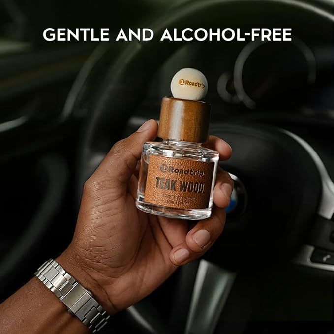 Car Air Freshener - Long Lasting Aromatherapy Essential Oil Diffuser - Car Cup Holder Accessories for Men & Women - Non Toxic Air Freshener - Teakwood Scent Diffuser 1.69 FL OZ/50ML