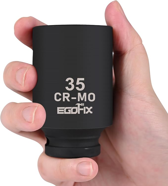 1/2" Drive Deep Impact Socket, 35mm Metric Socket, Axle Nut Socket CR-MO 6 Point for Easy Removal of Axle Shaft Nuts