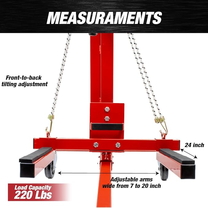LAUCO Car Door Installer and Remover Jack Lift Hoist, Heavy Duty Car Door Jack, Floor Jack, Trolley Service Lift Floor Jack with 4 Steel Swivel Castors Hoist Jack Stand Dolly Red- [7756]