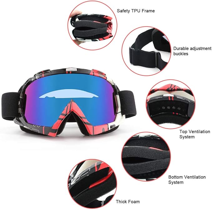 SPOSUNE Dirt Bike ATV Goggles UV400 Motorcycle Goggles for Men Women Youth Motocross Riding Goggles Windproof Dustproof