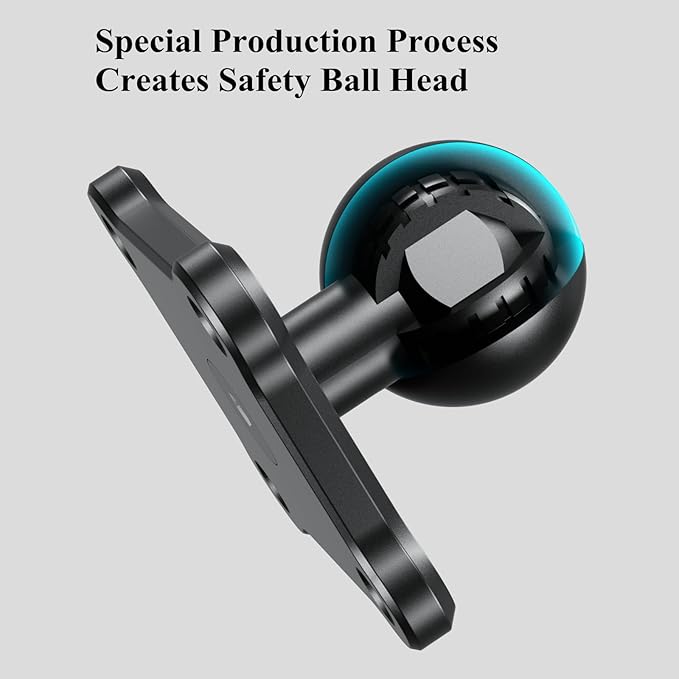 BRCOVAN 1'' Ball Mount Base with Aluminum Alloy 4-Hole AMPS Square Plate Compatible with RAM Mounts B Size 1 Inch Ball Double Socket Arm