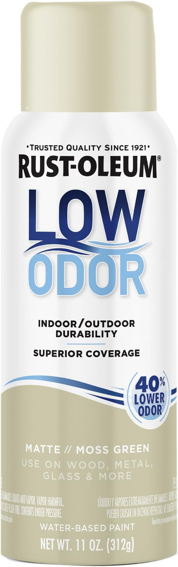 Rust-Oleum Low Odor Premium Spray Paint, 11 oz, Matte Moss Green