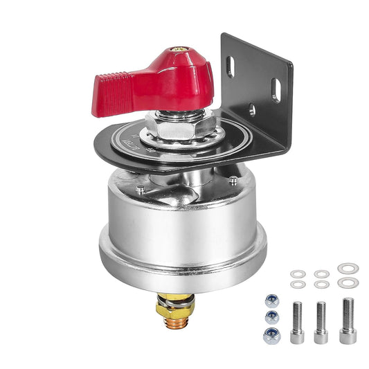 High Current Battery Disconnect Switch 200A,12-48V Battery Power Cut Off Isolator Switch with Face Plate for Car Yacht ATV RV Truck(Red)