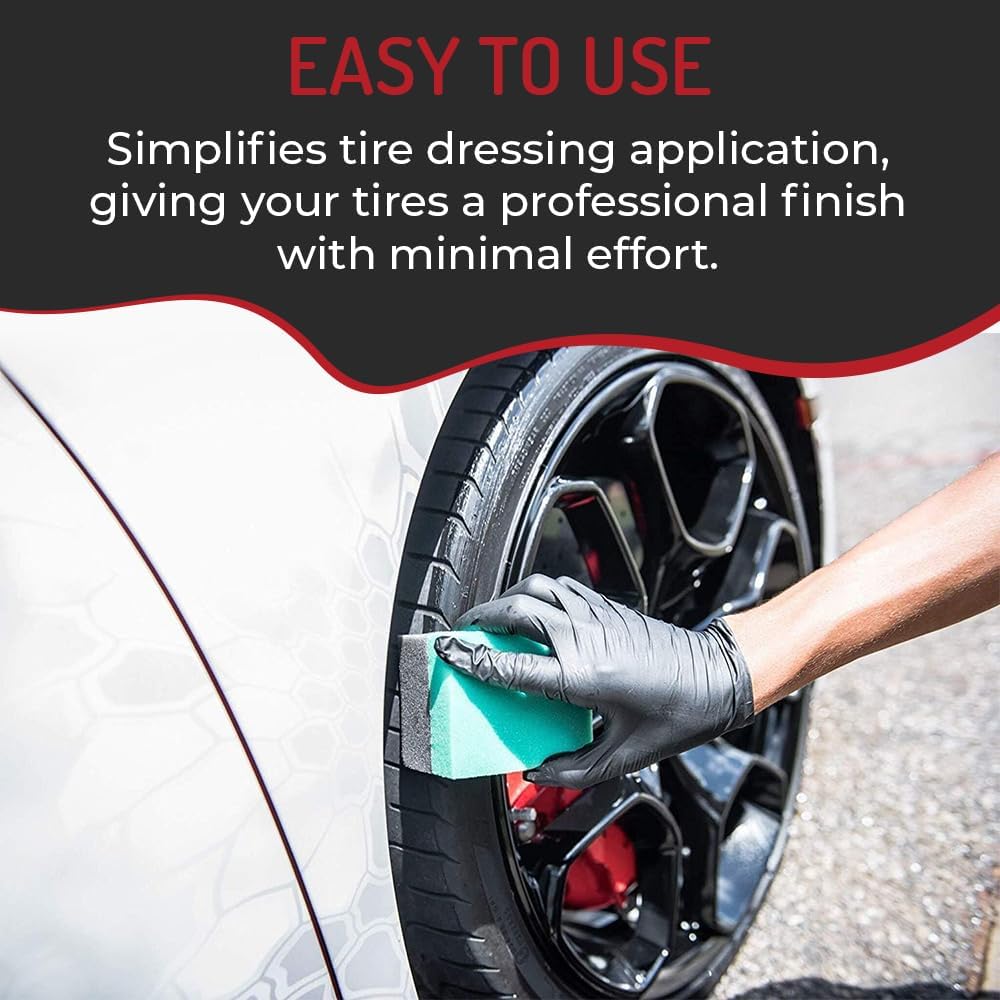Hi-Tech Tire Dressing Applicator 12 Pack - Durable and Reusable, Contoured Tire Shine and Dressing Sponge for Your Car's Wheels