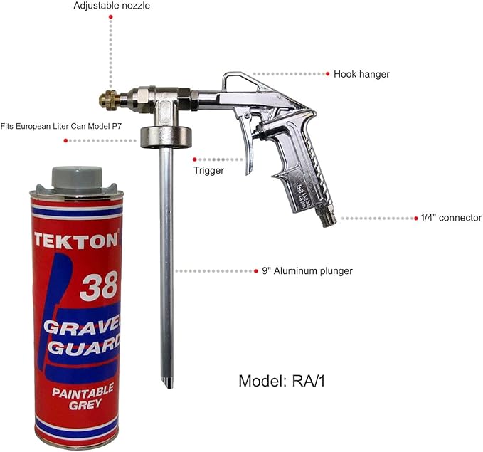 Automotive Undercoating for Cars, RVs, Commercial Vehicles, Trucks, Gray Undercoating Kit (8 Liter Cans + 1 Spray Gun + 1 Wand) Rubberized Paintable Undercoating