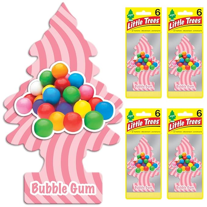 LITTLE TREES Car Air Freshener | Hanging Tree Provides Long Lasting Scent for Auto and Home | Bubble Gum, 24 Air Fresheners