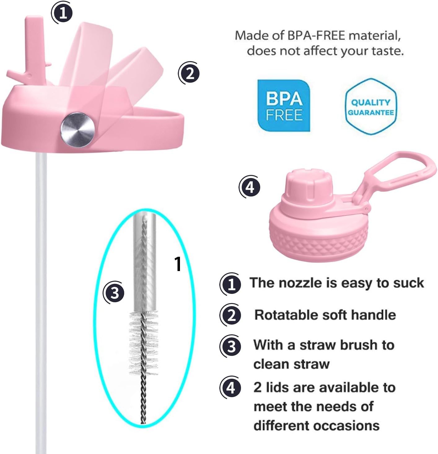 SENDESTAR 32oz Water Bottle Wide Mouth Stainless Steel Vacuum Insulated Double Wall with 2 Straw Lids Fit in Any Car Cup Holder TXIN-32-PB-1