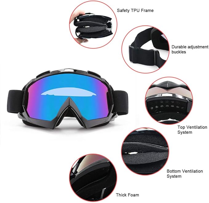 SPOSUNE Dirt Bike ATV Goggles UV400 Motorcycle Goggles for Men Women Youth Motocross Riding Goggles Windproof Dustproof