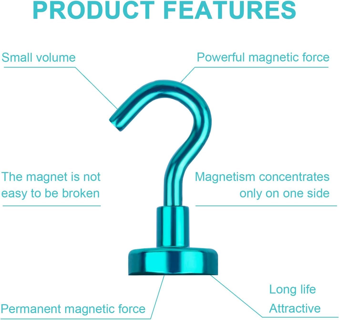 DIYMAG Magnetic Hooks, 30Lbs Strong Heavy Duty Cruise Magnet S-Hook for Classroom, Fridge, Hanging, Cabins, Grill, Kitchen, Garage, Workplace and Office Etc, (10 Pack-Green)