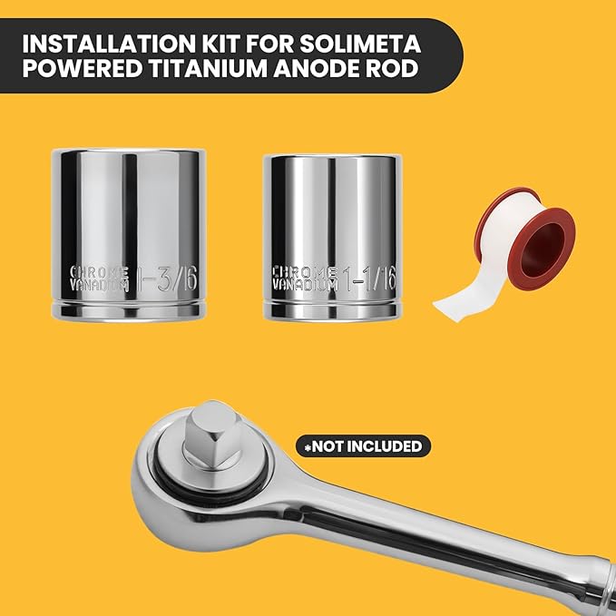 Solimeta 1/2 Inch Drive x 1-1/16 &1-3/16 inch 6-Point Socket, Installation Kit for Solimeta Powered Anode Rod