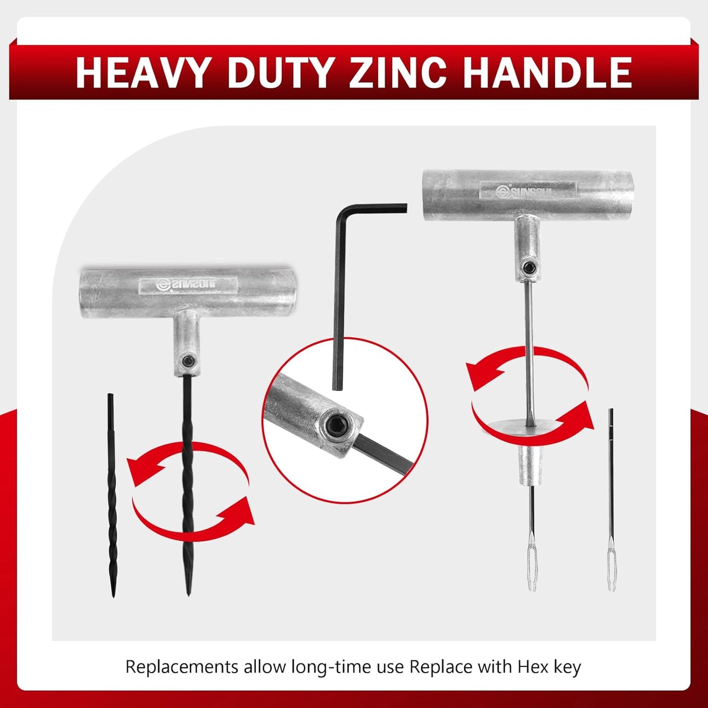 SUNSOUL Portable Tire Repair Kit with Plugs, Heavy Duty Tire Plug Kit, 40PCS Flat Tire Emergency Repair Tool for Car, Motorcycle, Truck, ATV, UTV, RV, Tractor