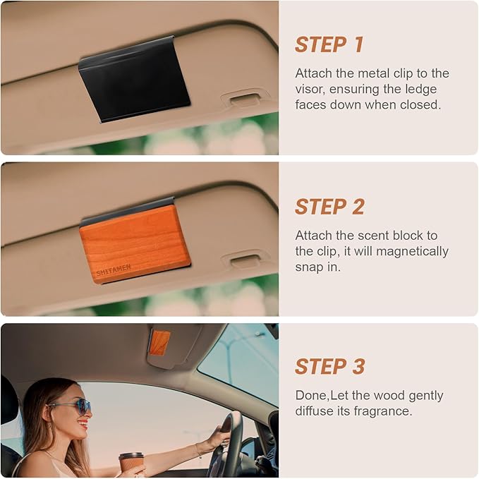 Car Air Freshener, Wood Air Freshener, Car Odor Eliminator for Visor Clip, 3-Pack Variety Scent Refill, Long Lasting - CLIP INCLUDED (Cabana-Pine-Orchard)