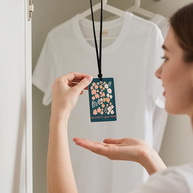 Boho Flower Car Air Freshener,Self Care Floral Car Air Fresheners - Inspirational Quotes & Flower Card, Natural Non Toxic Air Freshener, 4 - Pack Decor & Gift for Car, Closet & Home