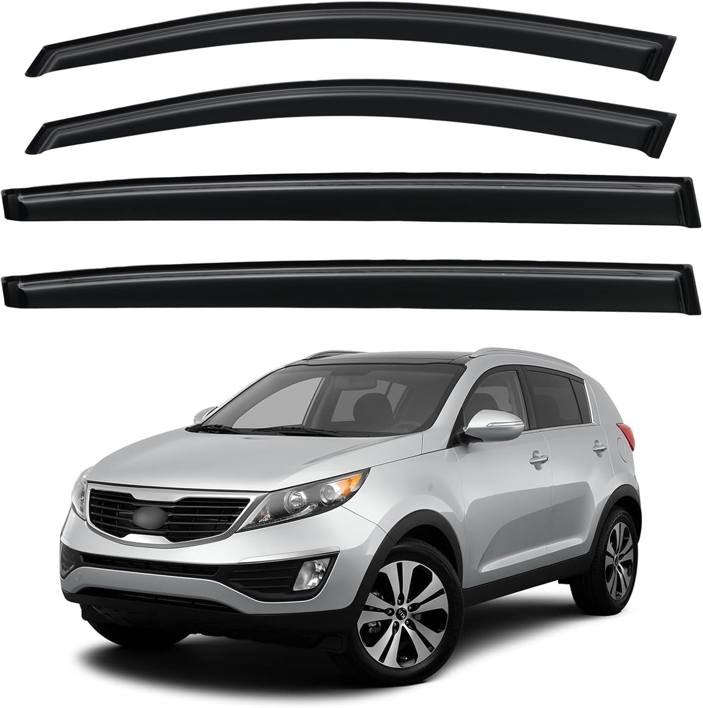 Window Visors Rain Guards for 2011-2016 Kia Sportage, Out-Channel Window Vent Wind Deflectors Visors Shades for 11-16 Sportage