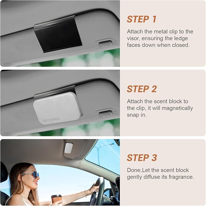 Car Air Freshener, Stone Air Freshener, Automotive Odor Eliminator for Visor Clip- Car Fresheners Long Lasting - CLIP INCLUDED (Teak/Starter Kit)