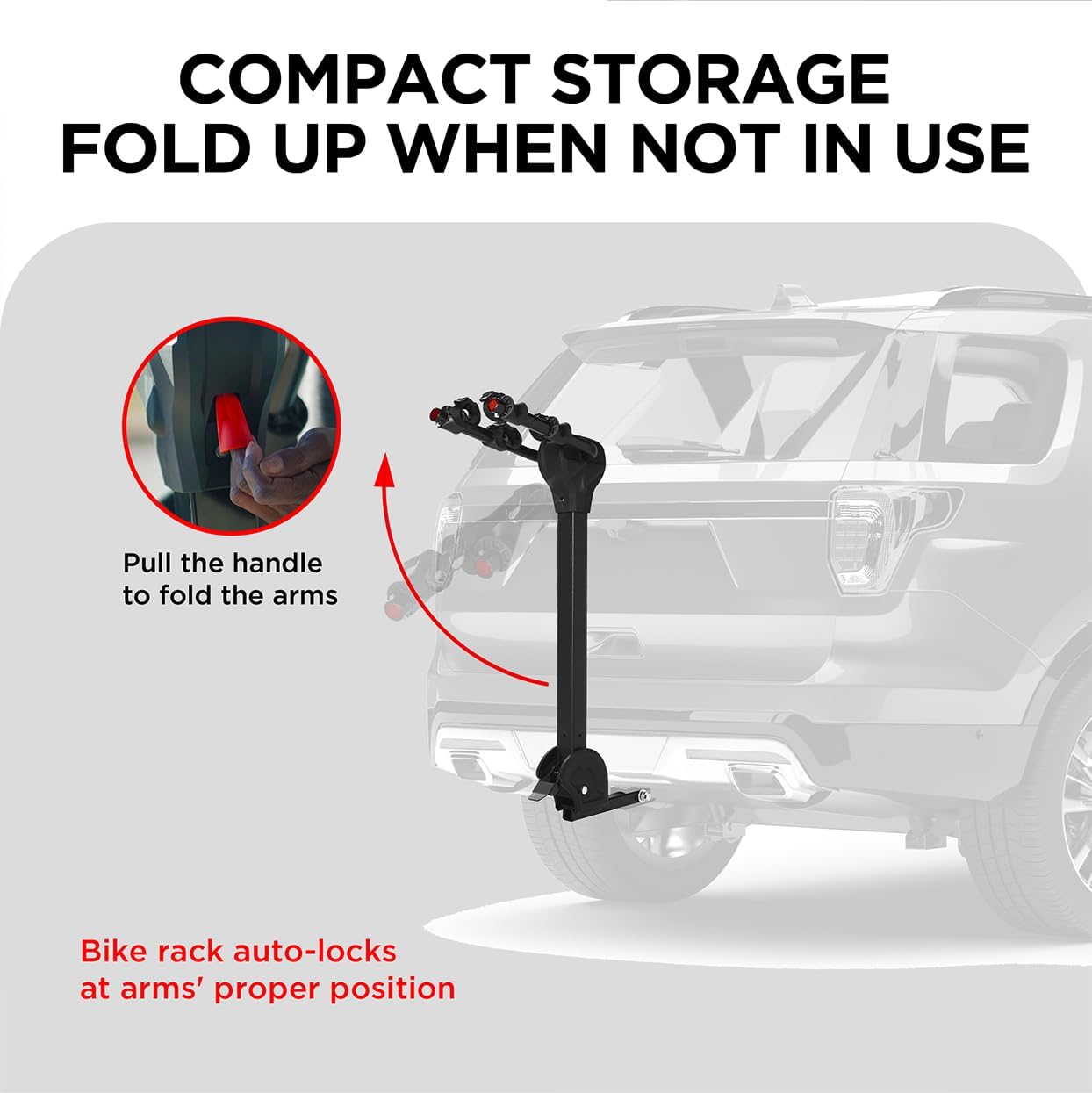 Rockland Foldable 2-Bike Rack, 80 lbs Capacity, Hitch Mount Bike Rack with Adjustable Pedal, Bike Carrier Rack for 1.25" and 2" Receiver for Cars SUVs Vans RVs