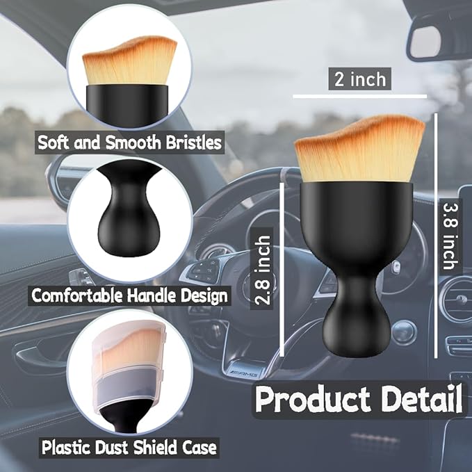 Cheeris, 2 Pack Car Interior Detailing Brush & Car Screen Brush Kit, Ultra-Soft Bristle Duster for Dashboard, Air Vents, Leather & Screens - Auto Cleaning & Dusting Tool, Infotainment Screen Brush