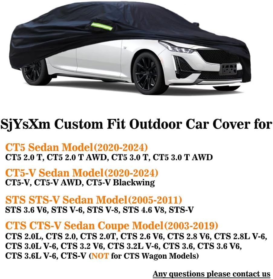 Custom Car Cover Compatible with Cadillac CT5/ CT5 V-Series 2020-2026 4-Door Sedan, Waterproof All Weather Car Coves with Cotton Lining, Heavy Duty Rain Snow Sun Dust UV Covers Outdoor Indoor