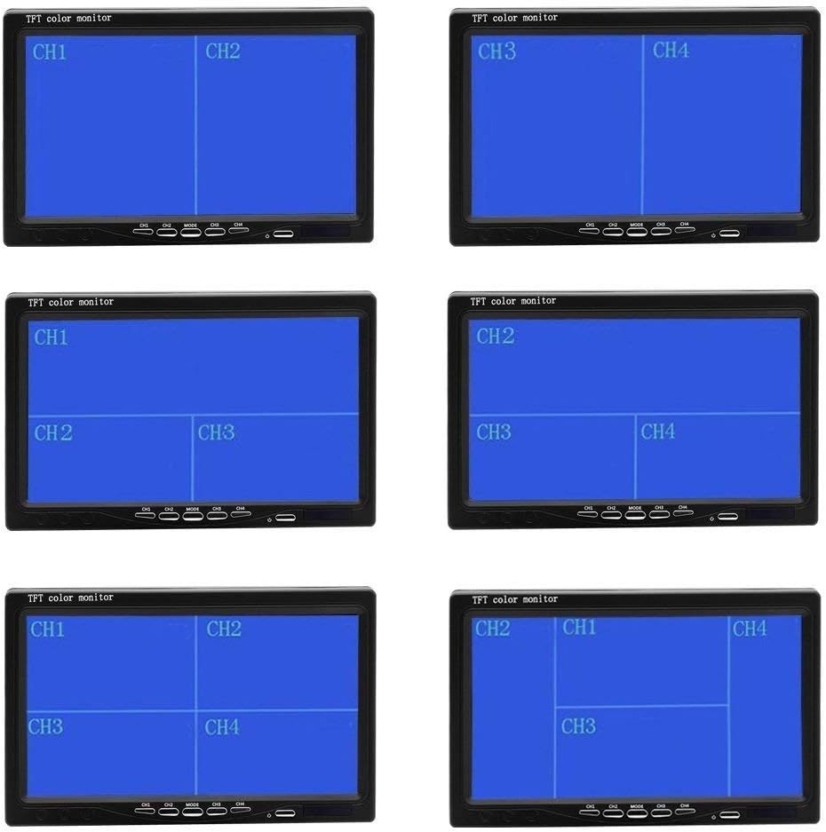 Wired Backup Camera System with 7 Inch Monitor for RV,Trucks,Cars, 4 Channel Quad Split Reversing Camera System with Screen, Wide Angle, IP68 Waterproof, IR Night Vision, Easy Installation,12V