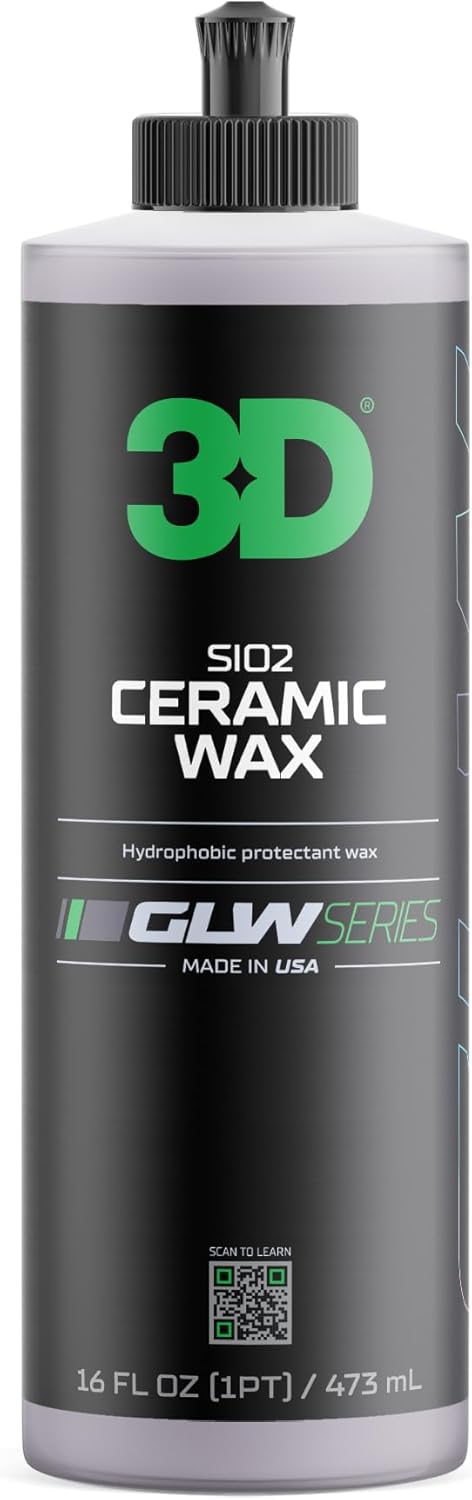 3D GLW Series Ceramic Wax – SiO2 Infused Car Wax for Ultimate Gloss, Hydrophobic Protection & Easy Application | Ultra Slick Shine | Made in USA 16 oz