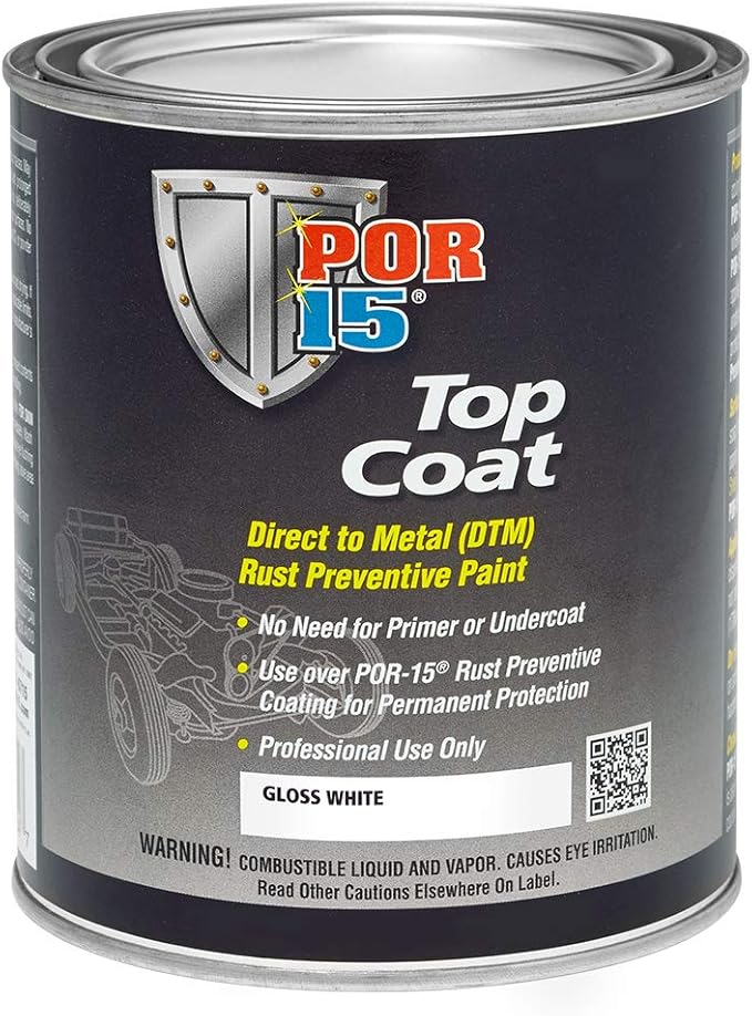 POR-15 Top Coat Paint, Direct to Metal Paint, Long-term Sheen and Color Retention, 16 Fluid Ounces, Gloss White