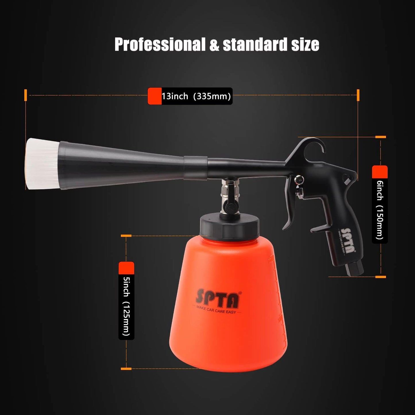 SPTA High Pressure Car Cleaning Gun, Cleaning Gun, Car Interior Washing Kit, Detailing Wash Gun with Metal Spinner for Seat Carpet Roof Dashboard, Essential Car Detailing Kit, 1L Bottle