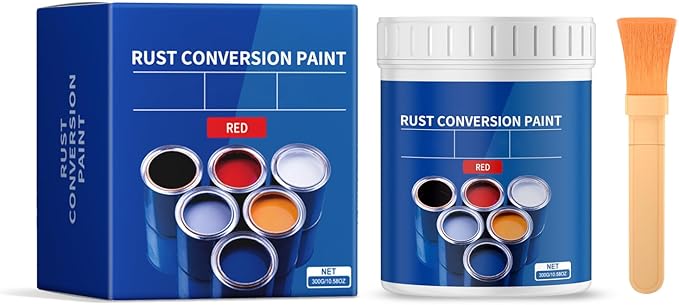 Rust Converter & Metallic Paint, Water-Based Black Primer for Metal, 300g - Weatherproof, Fast-Drying Anti-Rust Solution - Red 300g