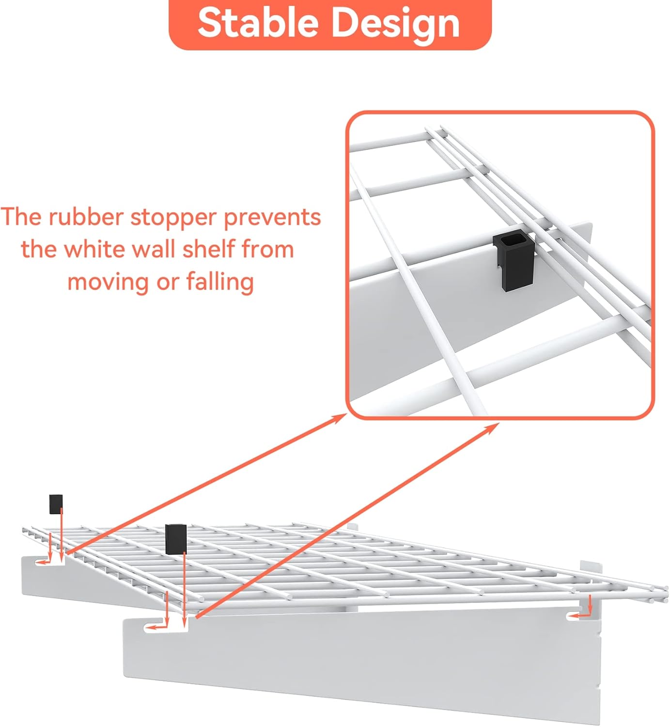 TORACK 2 Pack Garage Storage Wall Shelves, 15" x 45" Wall Mounted Wire Shelves for Garage Storage Heavy Duty Garage Wall Shelving(Pack of 2, White)