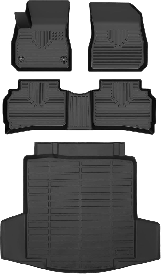 AIPOIL® Floor Mats & Cargo Liner Set for 2016-2024 2025 Chevy Chevrolet Malibu All Weather Protection TPE Anti-Slip Automotive Full Set Custom Car Mats Accessories - Black