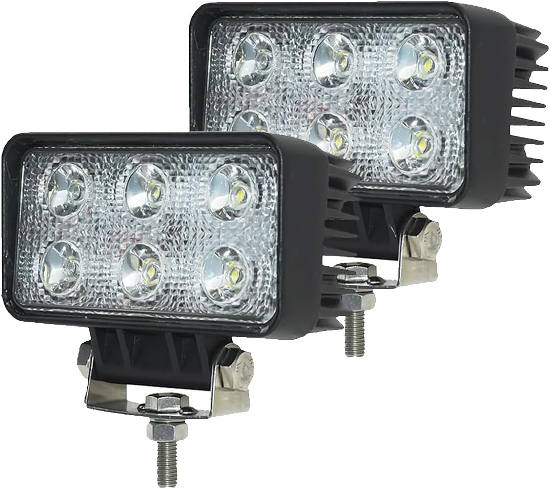 2PACK 18W Rectangle High Power 12/24 volt LED Work Light, 2400LM Foglight Waterproof Flood Driving Light for Tractor,Truck,ATV,Boat, 4x4 Offroad