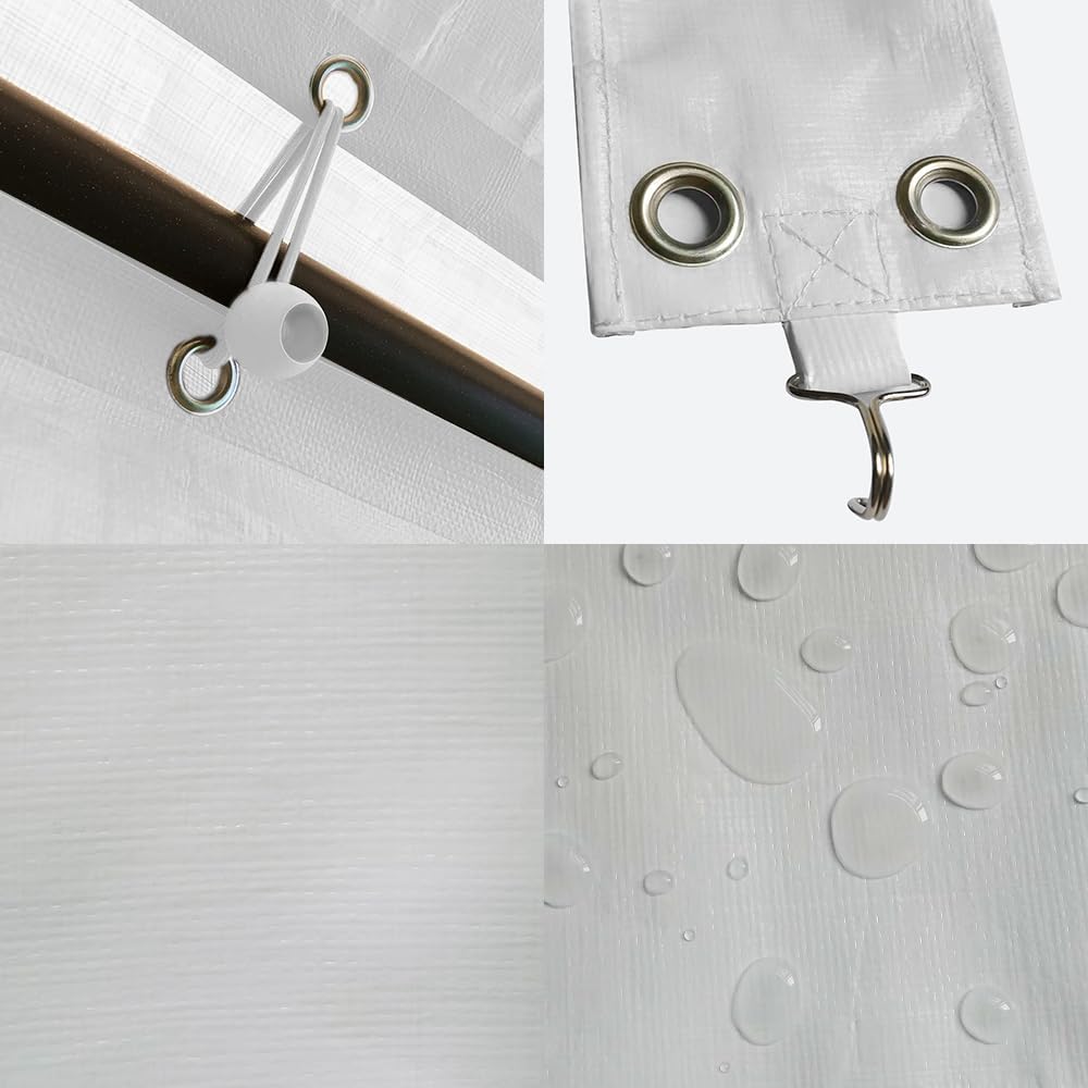 Rutile 12 x 20 FT Carport Replacement Cover, Heavy Duty Car Tarp Canopy Tent Garage Top Shelter Cover with Fabric Leg Pole Skirts and Ball Bungees White (Only Top Cover, Frame is not Included)