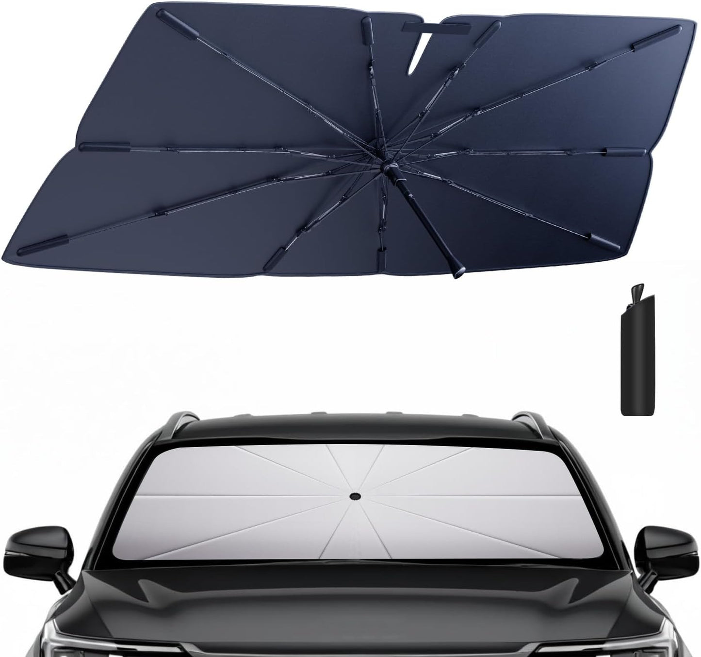Windshield Sun Shade Umbrella for 2021-2025 Kia Sorento Accessories: Custom Fit 210T Silver, Foldable Sunshade Front Window Sun Visor, Blocks UV Rays, Keeps Car Cool for LX/S/EX/SX/X-Line