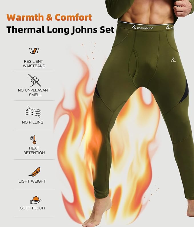 CL convallaria Thermal Underwear Long Johns Set Mens Winter Gift Hunting Gear Sport Base Layer Bottom Top