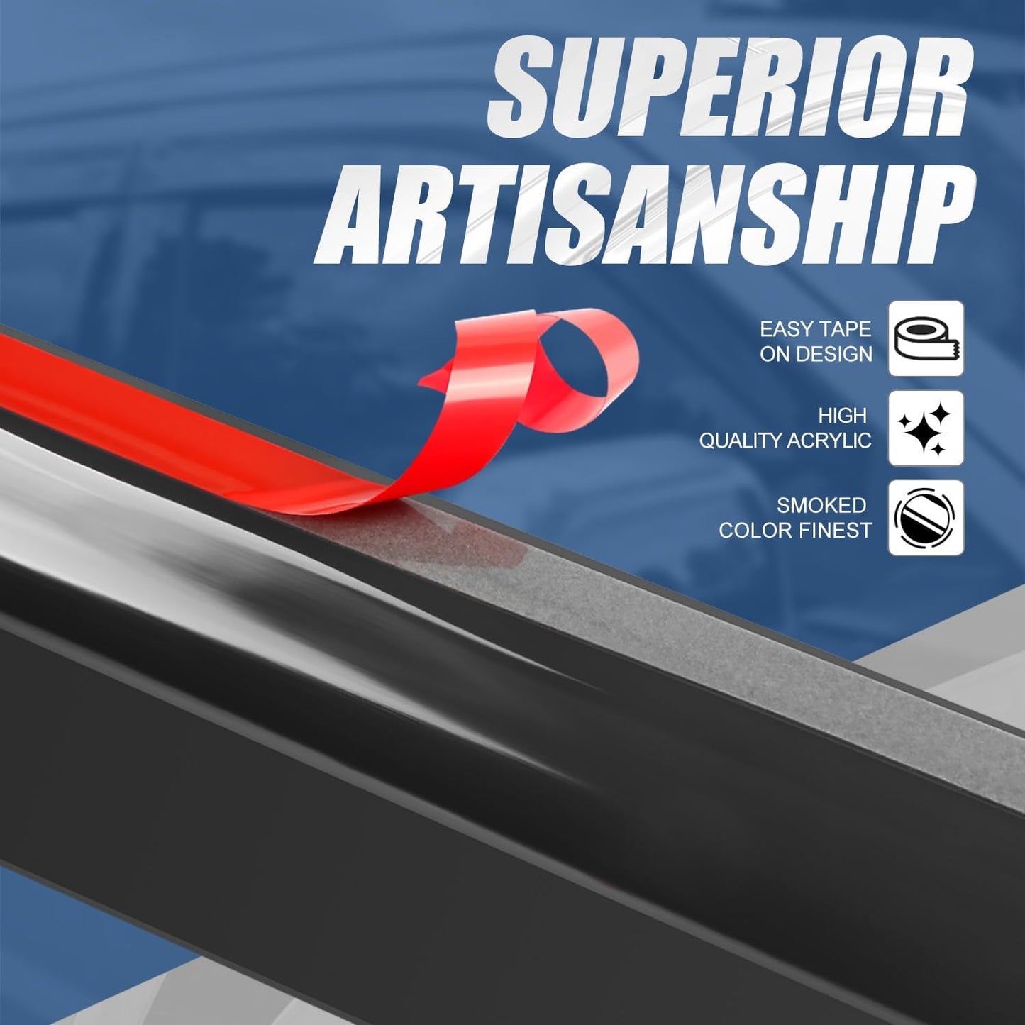 Auto Dynasty Set of 4 Carbon Fiber Pattern Window Visors Compatible with Sonata 2006 2007 2008 2009 2010, Tape-On Rain Guards Shield Vent Shade Deflector Glossy Black