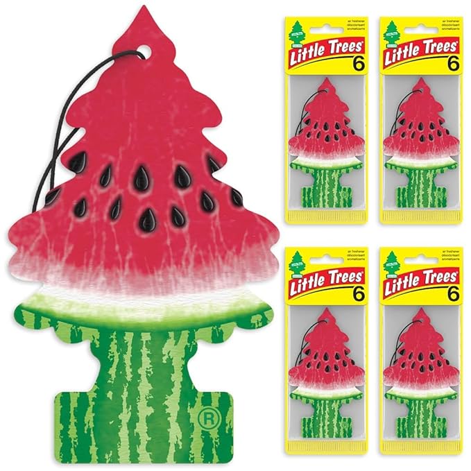 LITTLE TREES Car Air Freshener | Hanging Tree Provides Long Lasting Scent for Auto and Home | Watermelon, 24 Air Fresheners
