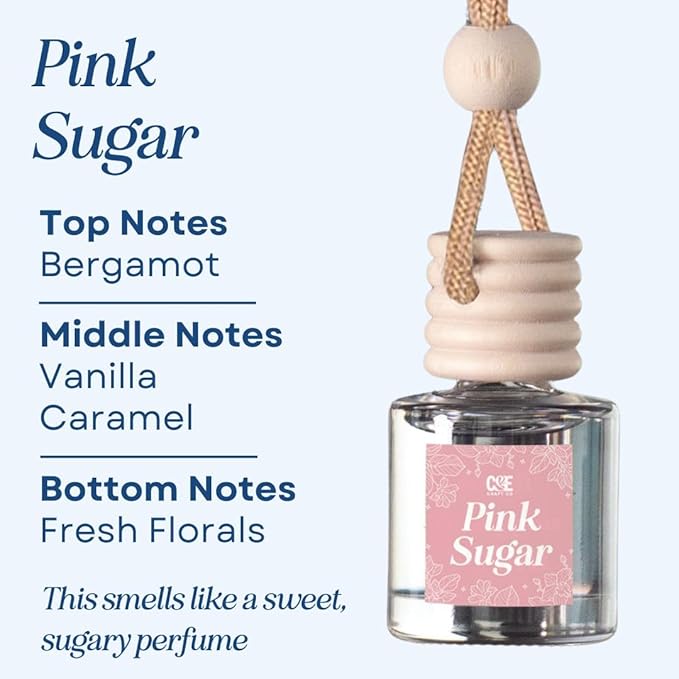 CANDECraftCo Car Air Hanging Fragrance Oil, Car Auto Freshener for Essential Oils, Scents Fragrance Aromatherapy Automobile Diffuser, Long Lasting (Pink Sugar + Pink Sands)