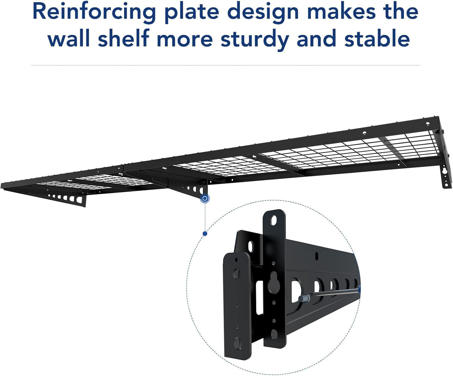 FLEXIMOUNTS 2 Pack 2x4ft Garage Storage 24x48 inch Bike Wall Shelving Rack, 440lbs Total Weight Capacity, Black