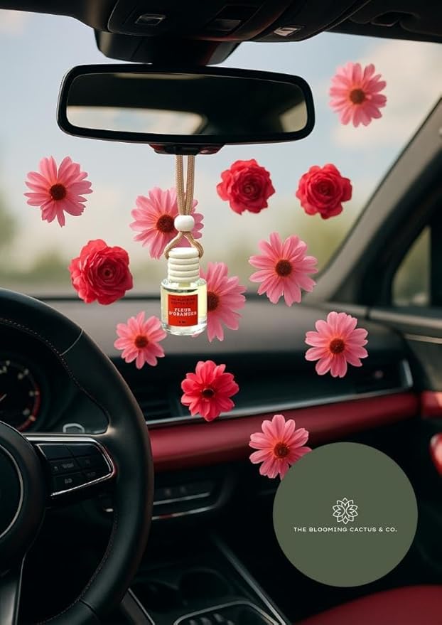 Car Air Freshener with 1 Oz Refill included | Car scented on the go | Car Air Freshener | Long Lasting Hanging Fragrance | Phthalate Free Fragrance (Fleur D'Oranger, 10 ml)