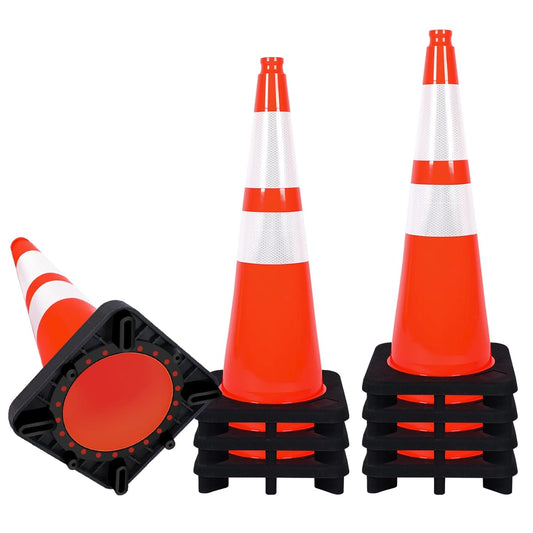 Traffic Cones 28 inch Orange 8 Pack Heavy Duty Safety Cones with Reflective Collars Fit Parking Lot,Driveway Road Traffic Control Construction Cones