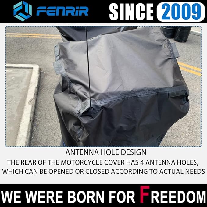 FENRIR 108" Motorcycle Cover Waterproof Outdoor Storage Exhaust Pipe Anti-Scalding Antenna Hole for Harley Davidson Touring Road Glide Ultra Limited Indian Roadmaster Pursuit Honda Gold Wing K1600GTL