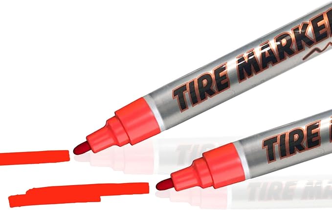 MC MOTOPARTS Permanent Color Tire Pen Marker Lettering Paint Drawing Tool Automotive Motorcycle Care 1 piece (Red)